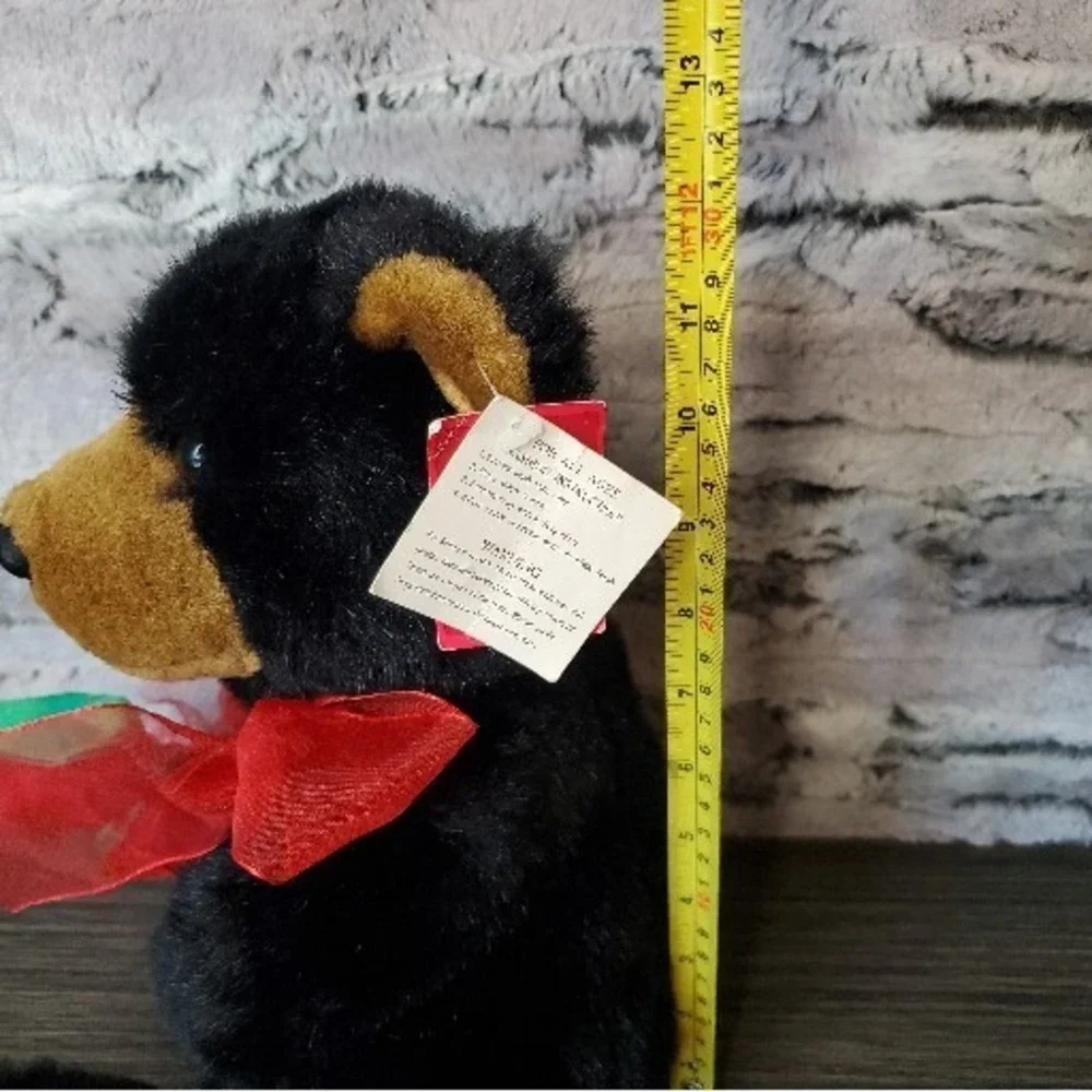E&J Classics WITH LOVE Black Teddy Bear Holding‎ Sheer Roses Romantic Plush